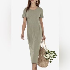 Mate The Label Dana midi dress in olive green, size small.